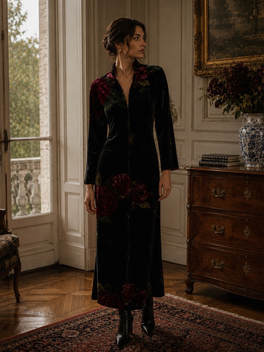 Oscar de la Renta Floral Long Dress Duster XS
